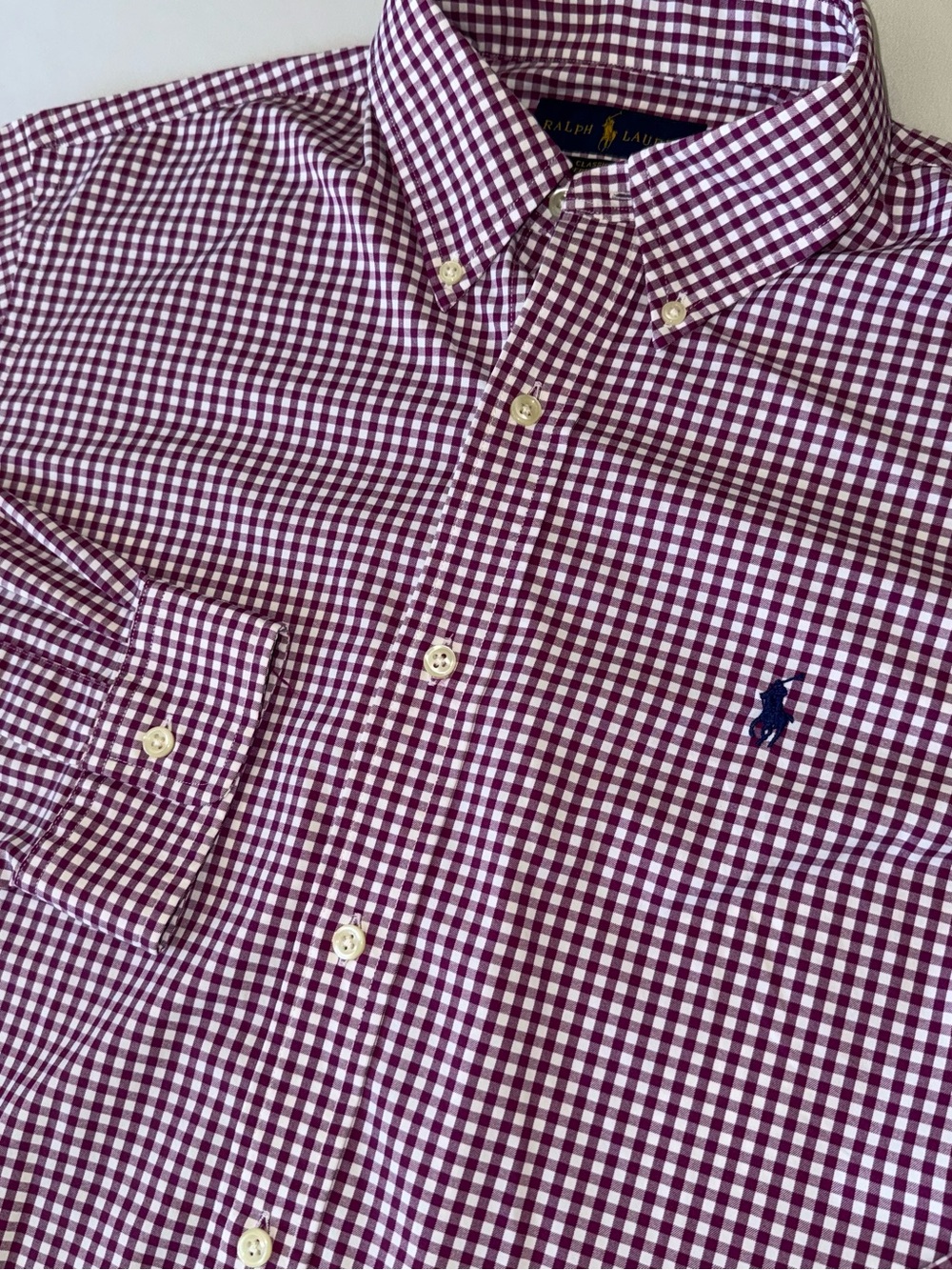 Ralph Lauren Men’s Purple white Button down shirt Large